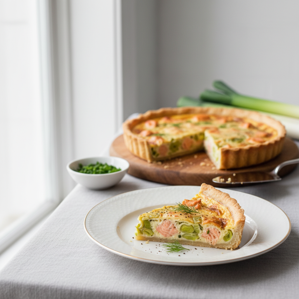 Photo de Recette de la tarte saumon poireaux fondante et savoureuse