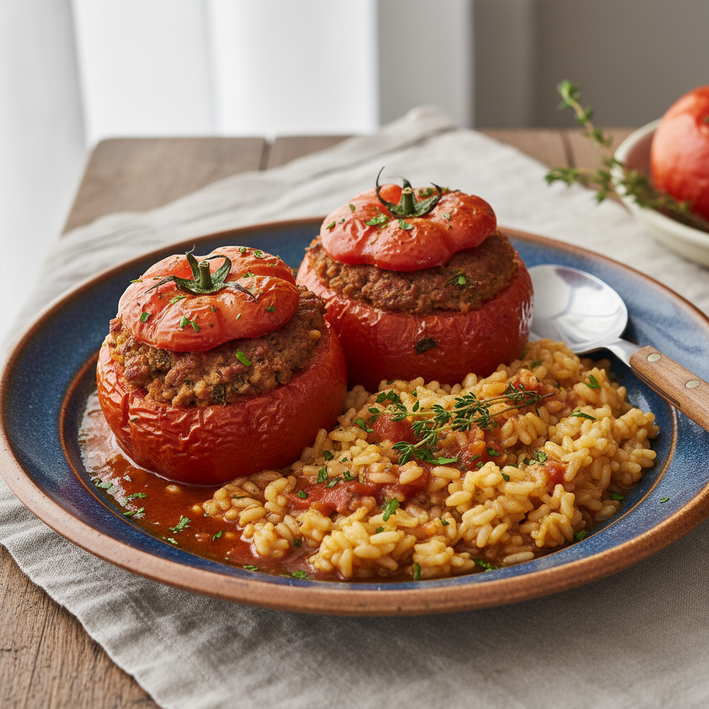 Photo de Recette de tomates farcies à l'ancienne et riz fondant
