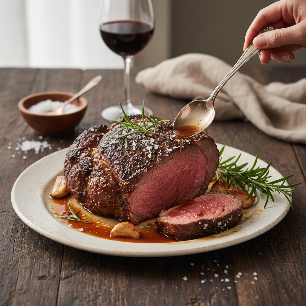 Photo de Recette de la côte de bœuf au sel de Guérande et romarin