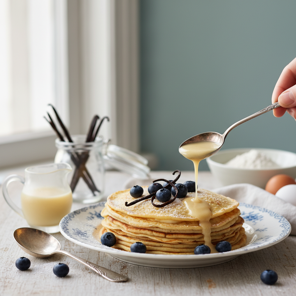 Photo de Recette de pâte à crêpes légère au parfum de vanille