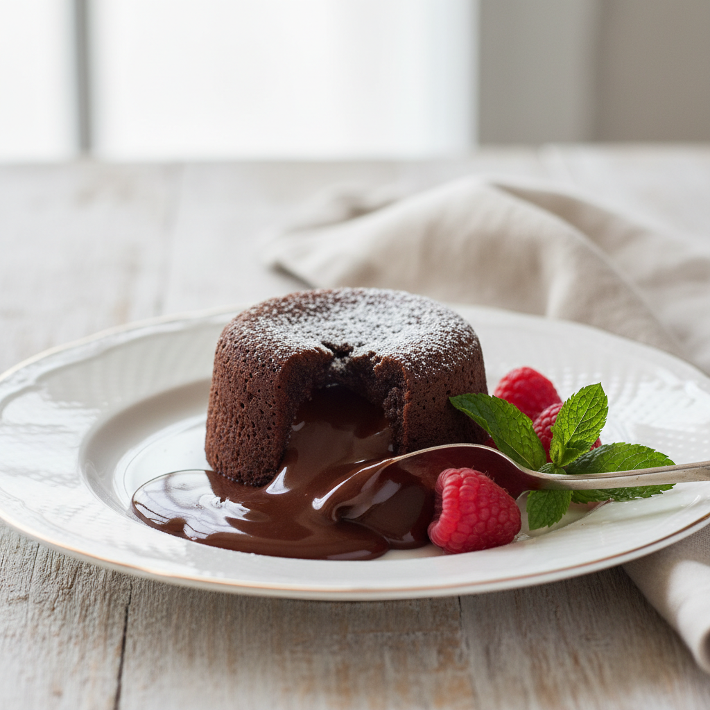 Photo de Recette de fondant au chocolat noir au cœur coulant parfait