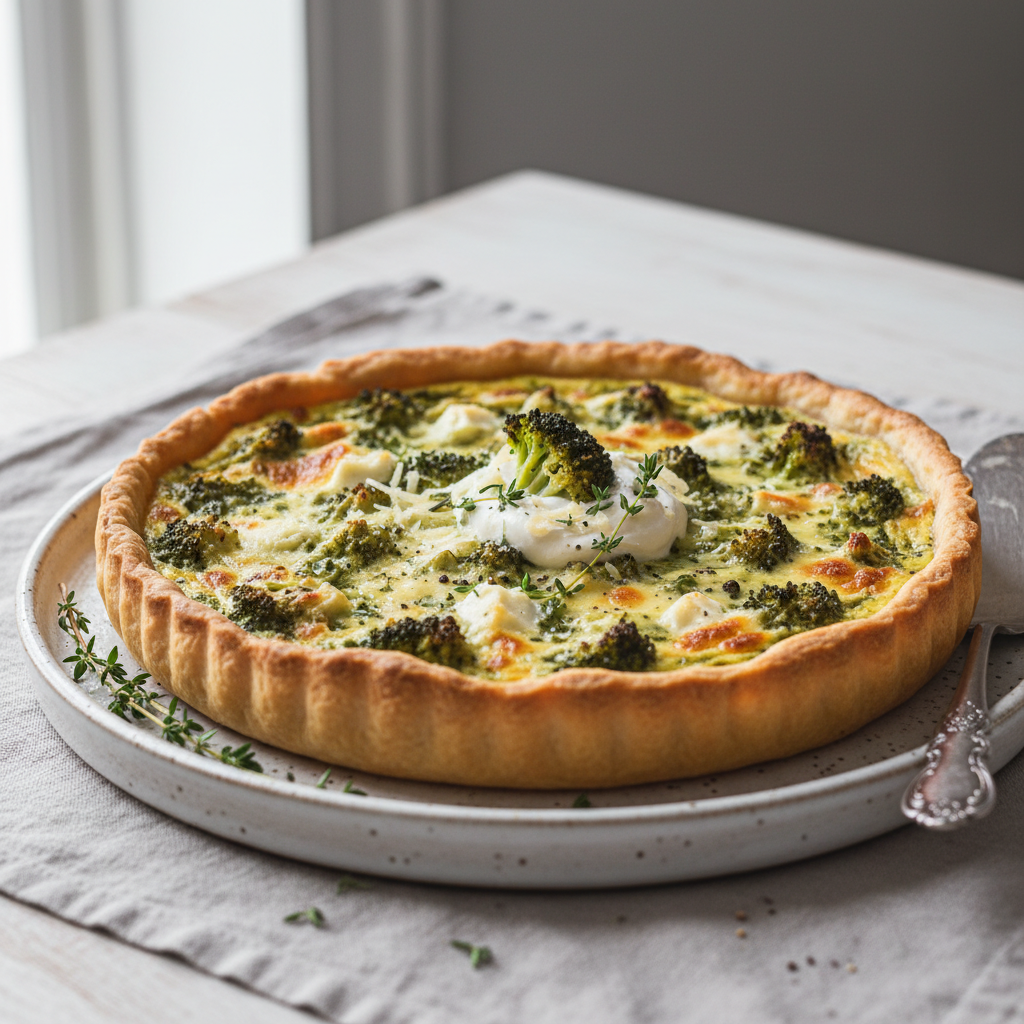 Photo de Recette de la tarte aux brocolis à la crème fondante