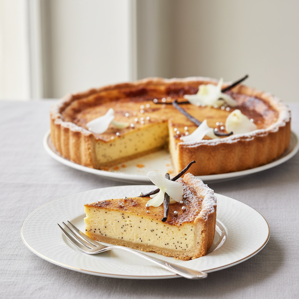 Photo de Recette de tarte au flan vanillée ultra gourmande