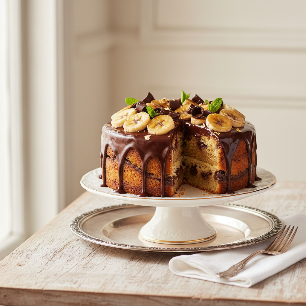 Photo de Recette de gâteau banane et chocolat gourmand et irrésistible