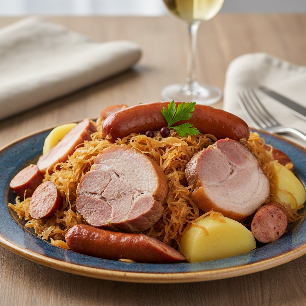 Photo de Recette de choucroute garnie traditionnelle et généreuse