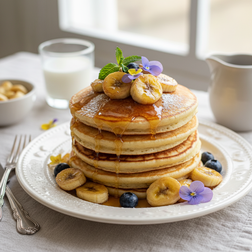 Photo de Recette de pancakes à la banane ultra moelleux et légers