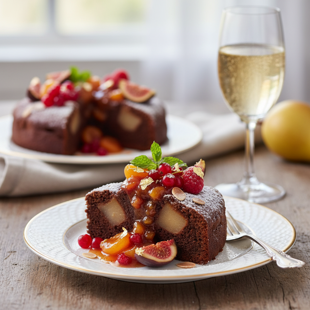 Photo de Recette de gâteau poire chocolat aux fruits fondants