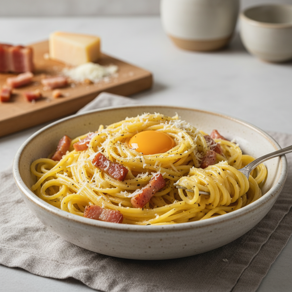 Photo de Recette des pâtes à la carbonara onctueuses et authentiques