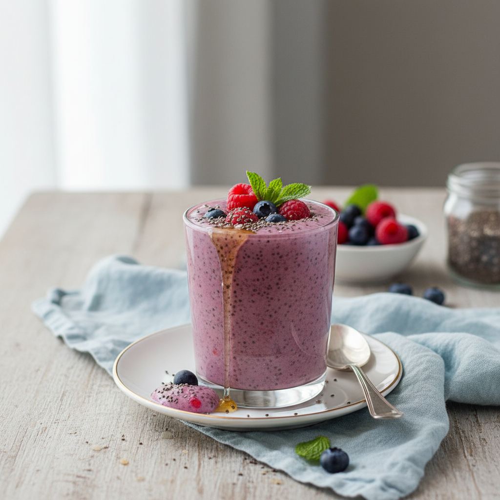 Photo de Recette de smoothie onctueux aux fruits rouges et chia