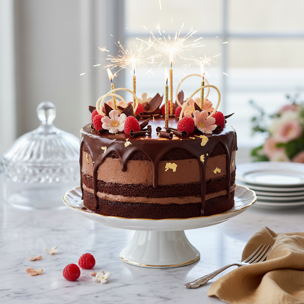 Photo de Recette de gâteau au chocolat d'anniversaire festif