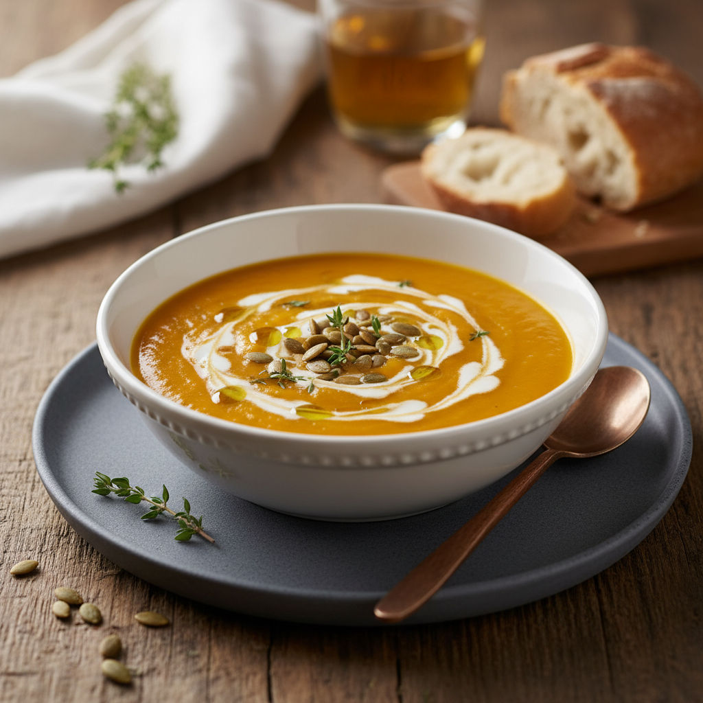 Photo de Recette de la soupe aux potirons traditionnelle et crémeuse