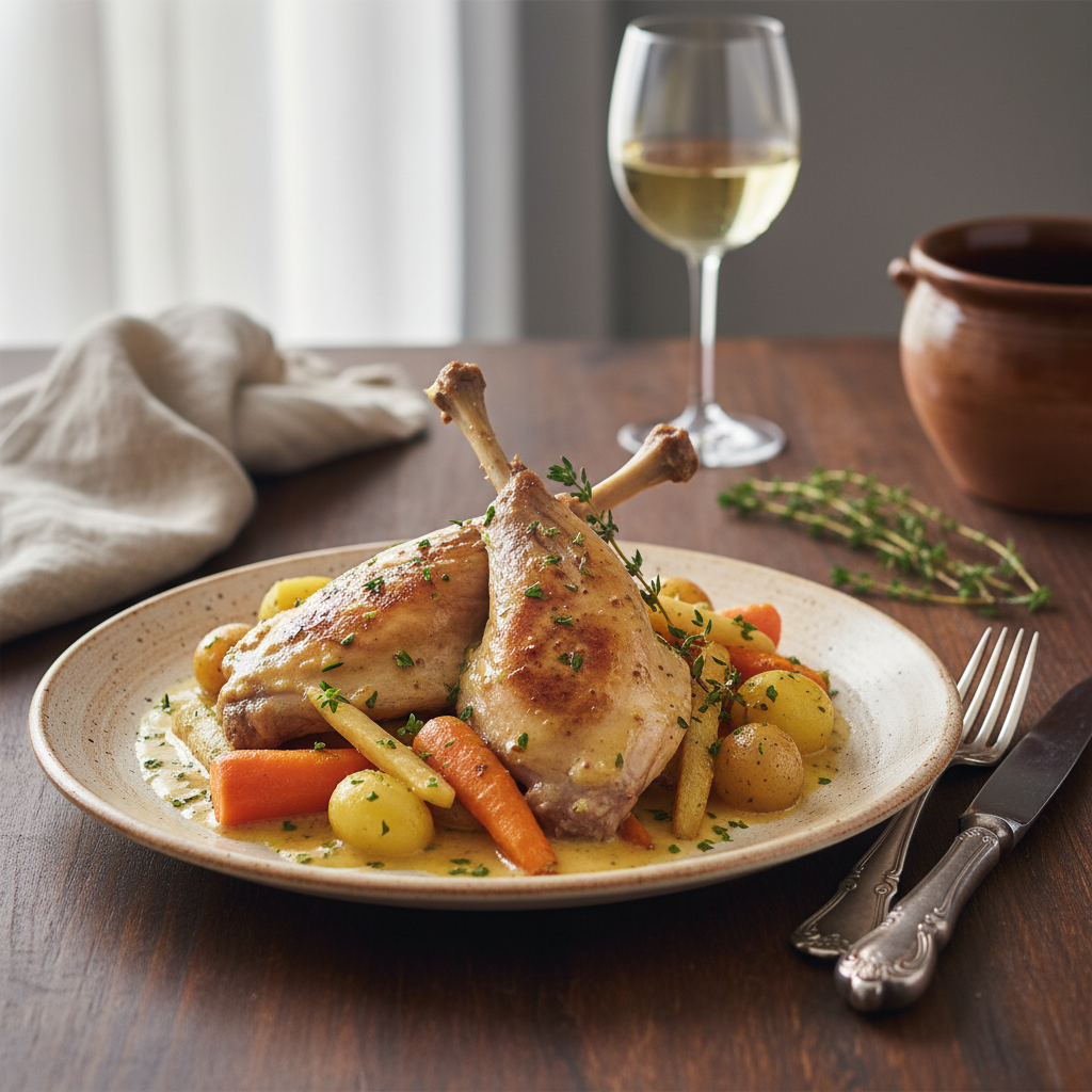 Photo de Recette de cuisses de lapin à la moutarde et au vin blanc