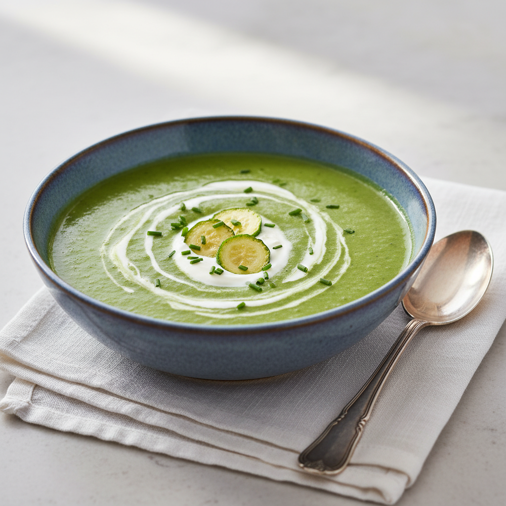 Photo de Recette du velouté de courgettes fondant à la crème