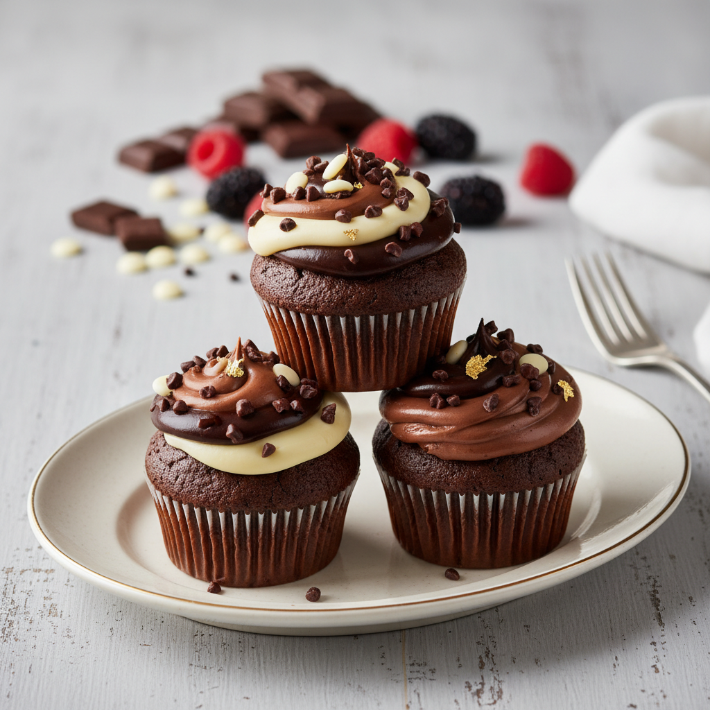 Photo de Recette des muffins aux trois chocolats ultra gourmands
