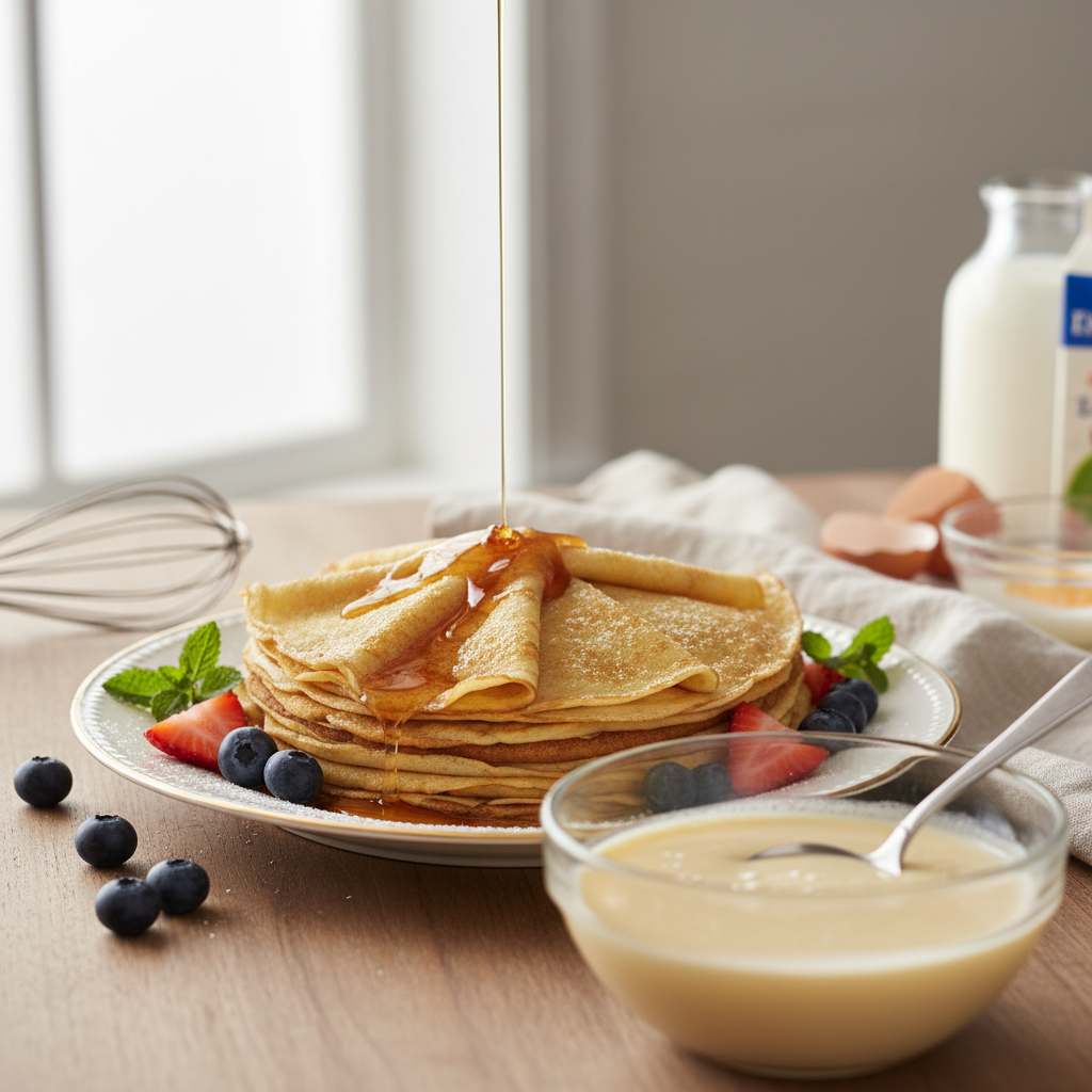 Photo de Recette de la pâte à crêpes fine et sans grumeaux