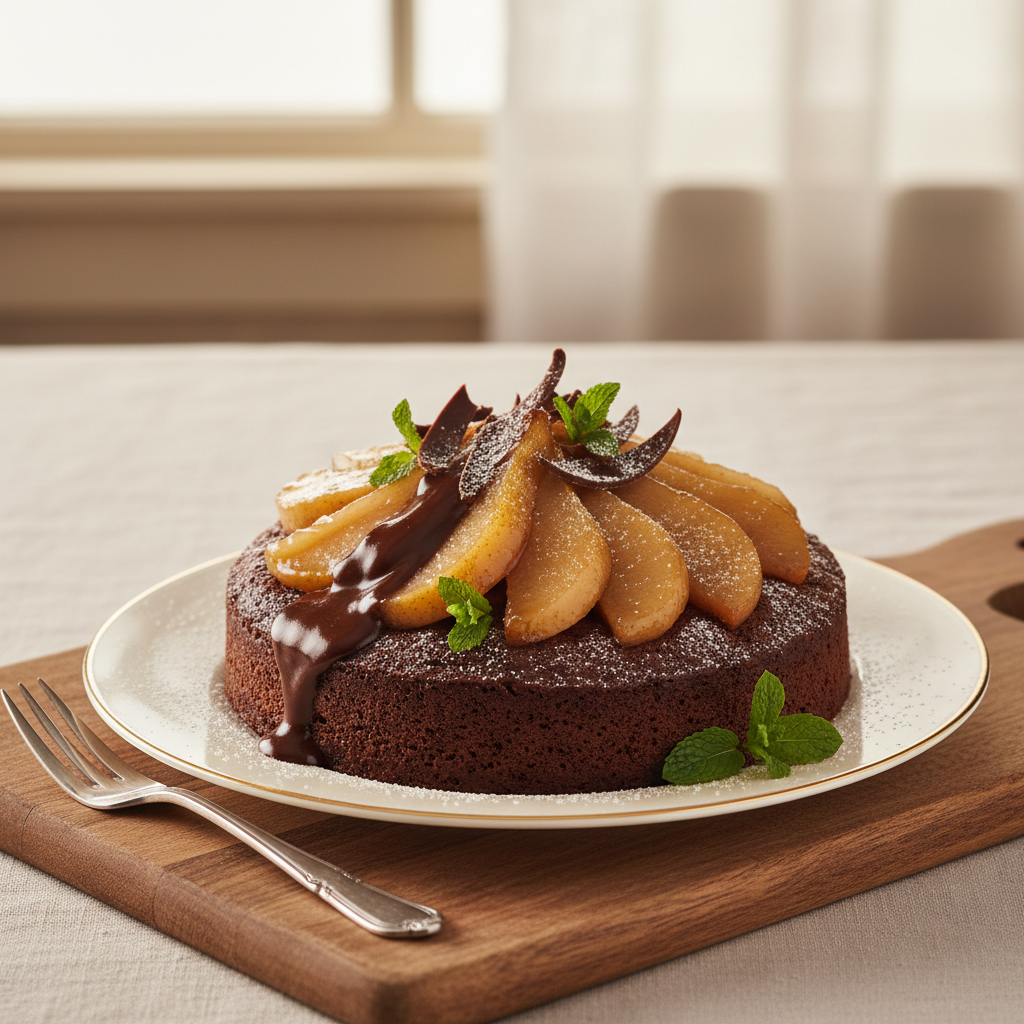 Photo de Recette du gâteau poire et chocolat intense et moelleux