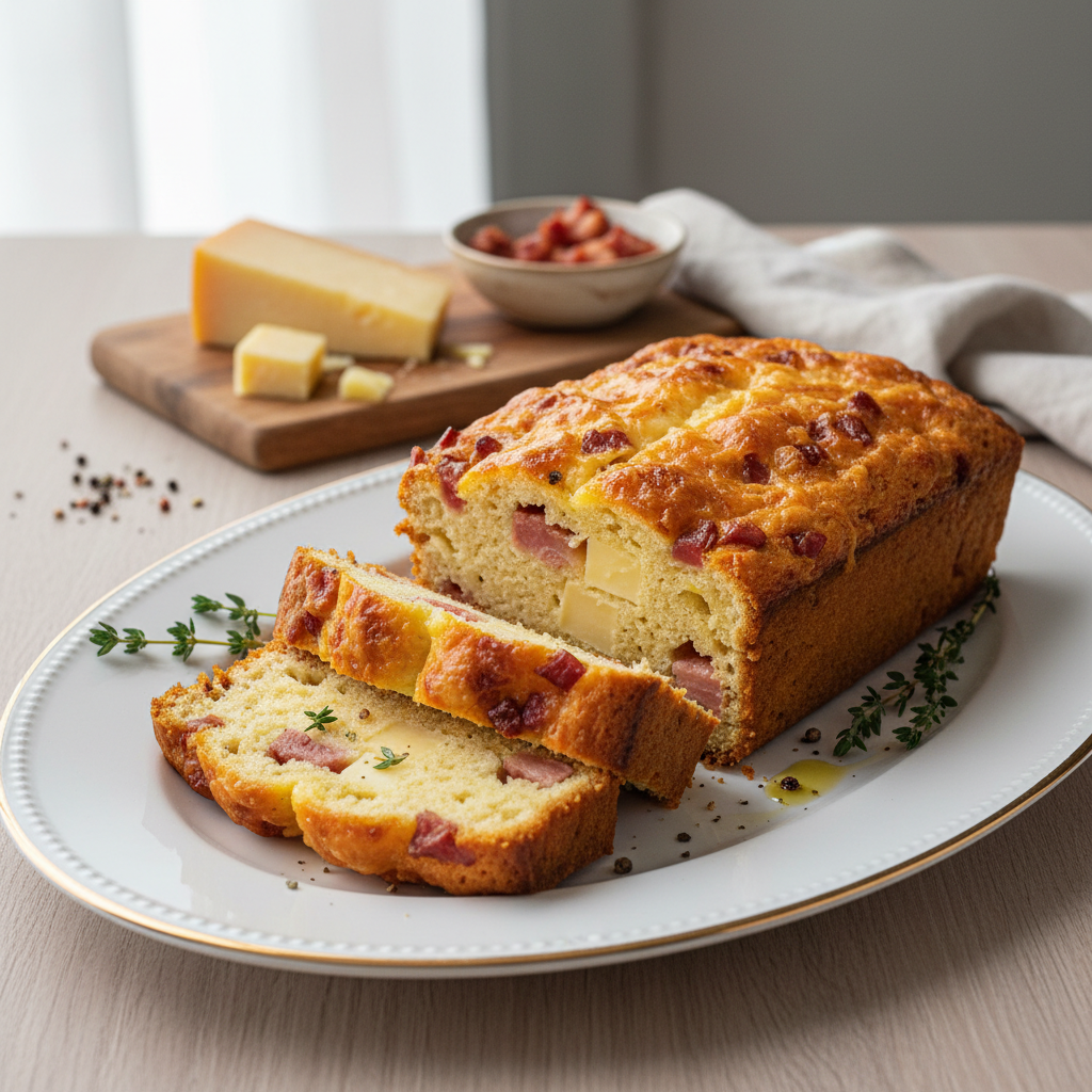 Photo de Recette de cake au lard fumé et fromage de montagne