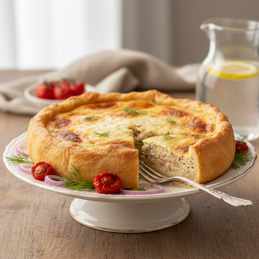 Photo de Recette de la tarte au thon familiale et fondante