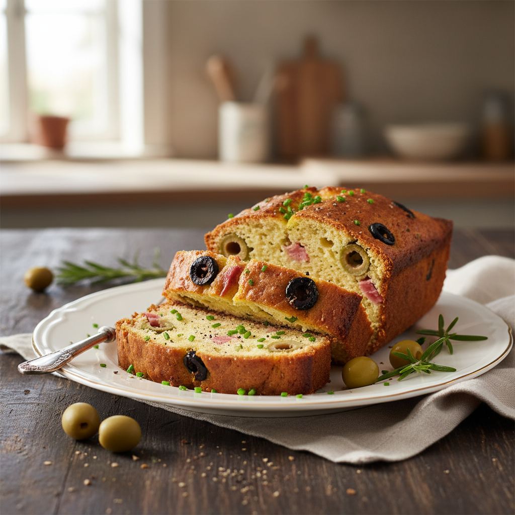 Photo de Recette de cake aux olives et jambon façon traiteur