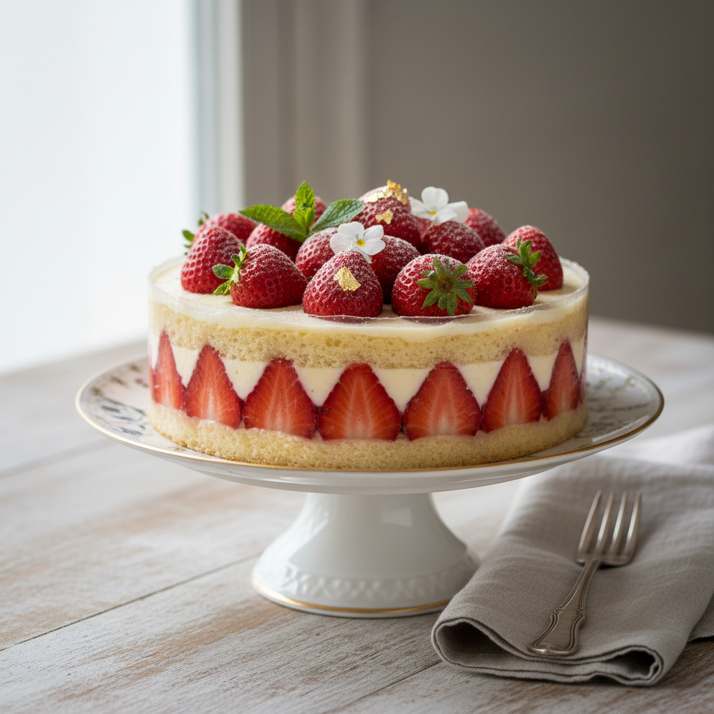 Photo de Recette de fraisier au mascarpone onctueux et léger