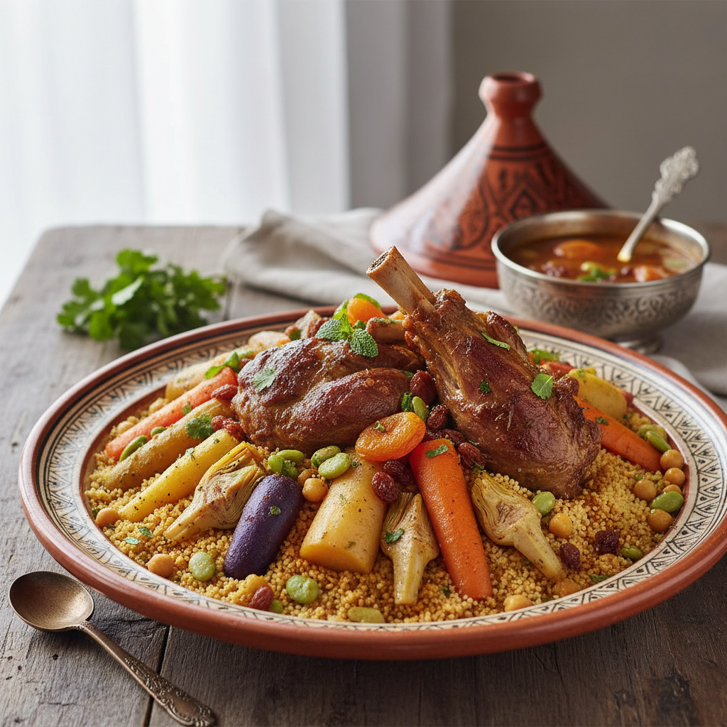 Photo de Recette de couscous berbère à l'agneau et légumes d'antan
