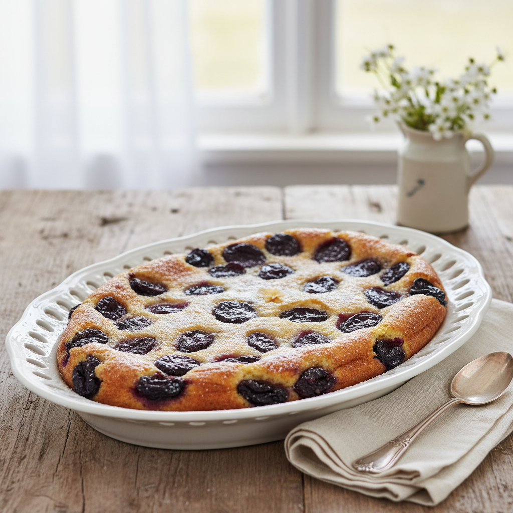 Photo de Recette de clafoutis aux pruneaux moelleux et vanillé