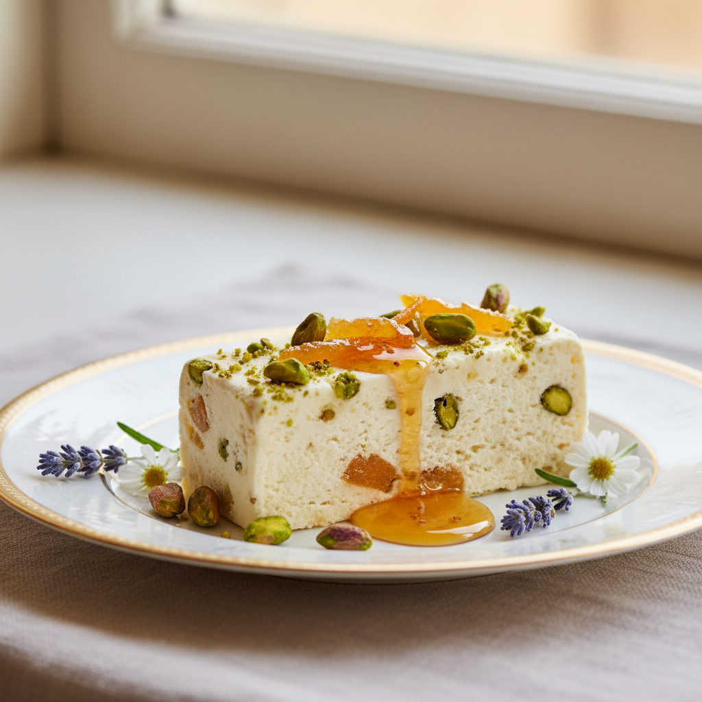 Photo de Recette du nougat glacé au miel de Provence et pistaches