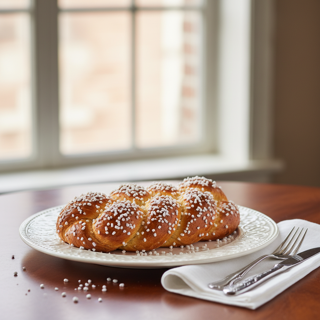 Photo de Recette de brioche tressée au sucre perlé