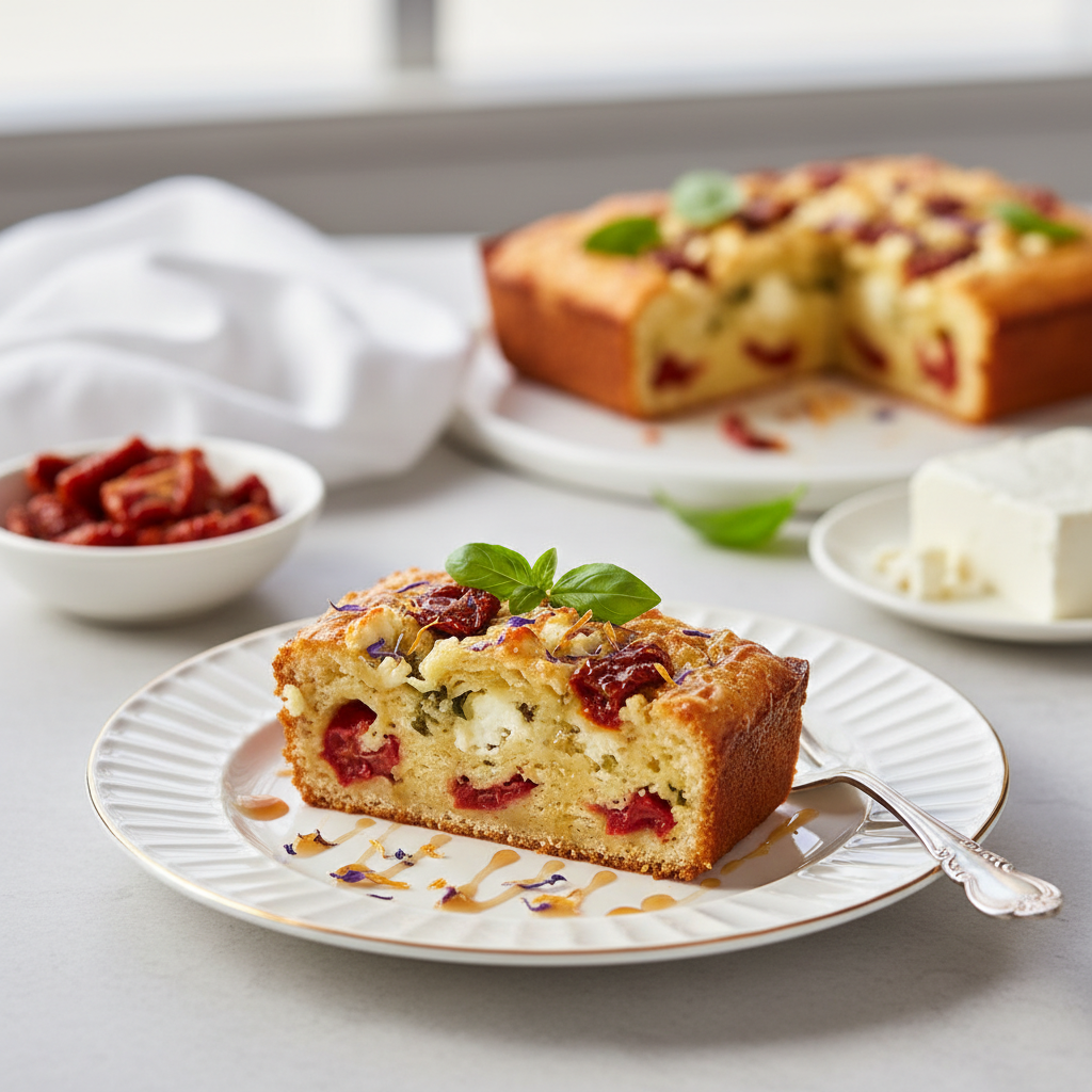 Photo de Recette de cake salé à la feta et tomates séchées