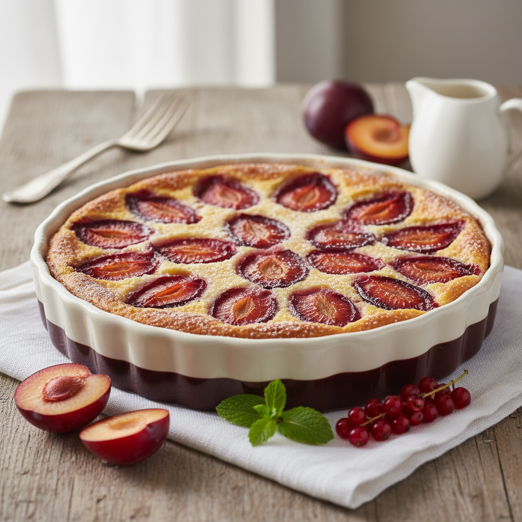 Photo de Recette de clafoutis aux prunes rouges onctueux et rustique
