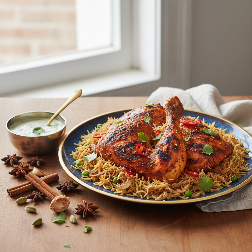 Photo de Recette du poulet tandoori grillé aux épices indiennes