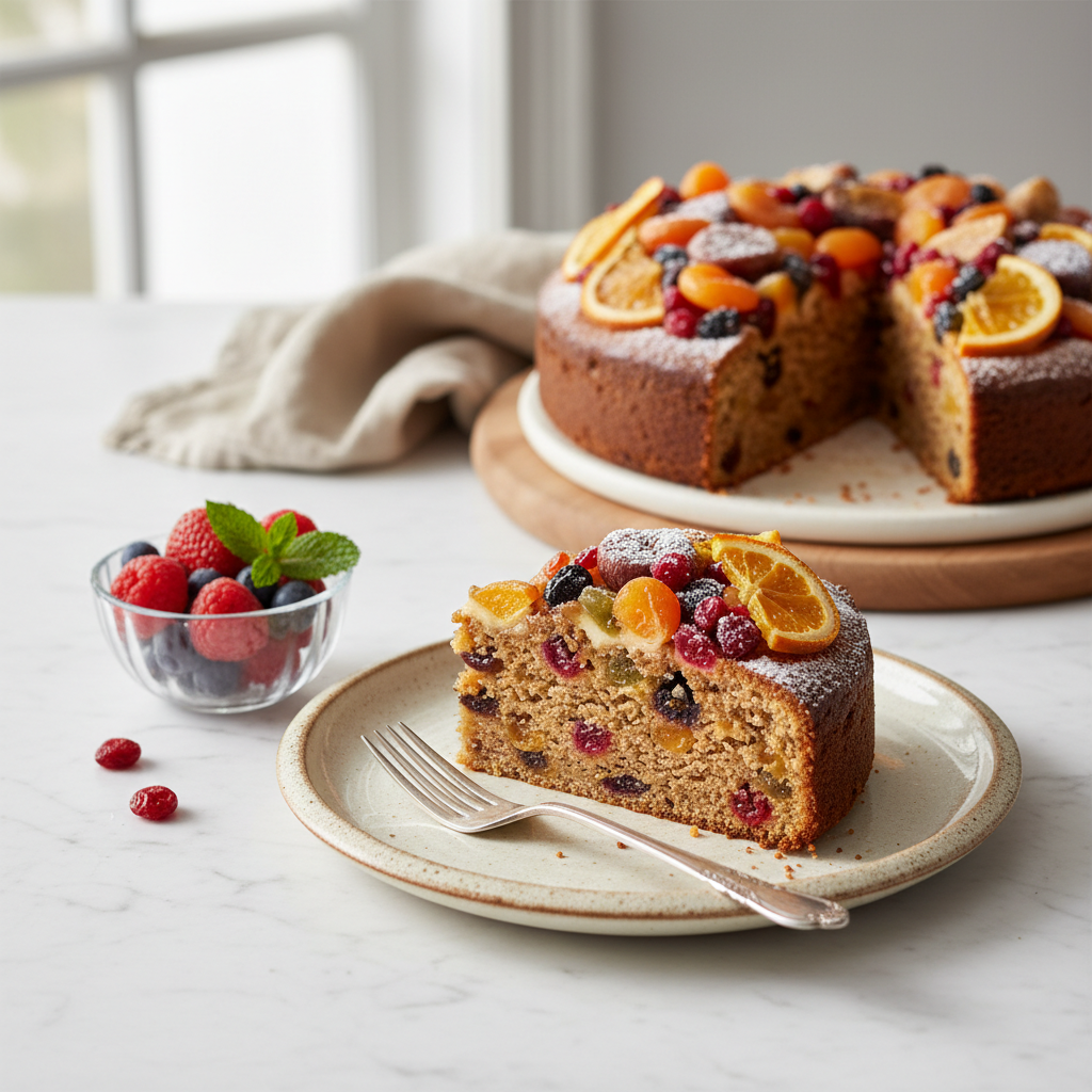Photo de Recette du gâteau aux fruits moelleux et sans sucre ajouté