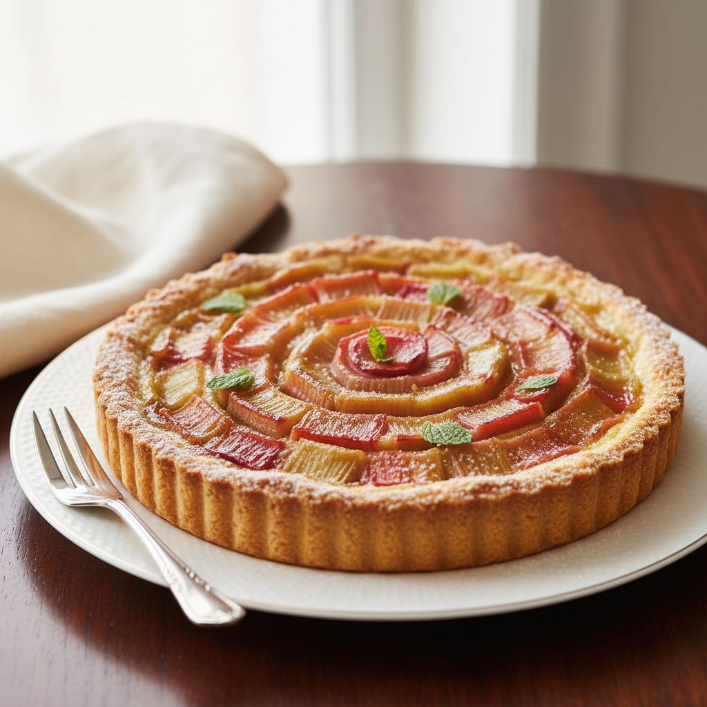 Photo de Recette de la tarte à la rhubarbe fondante et sa pâte sablée