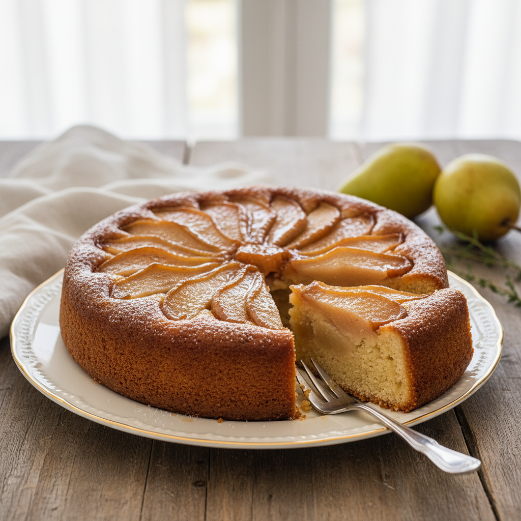 Photo de Recette de gâteau aux poires fondant et caramélisé
