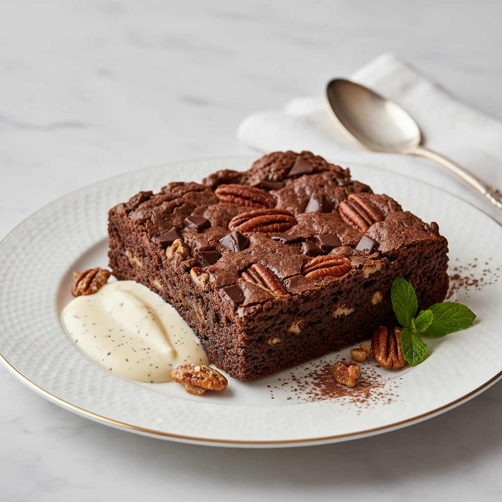 Photo de Recette de brownie au chocolat et noix de pécan façon Lignac