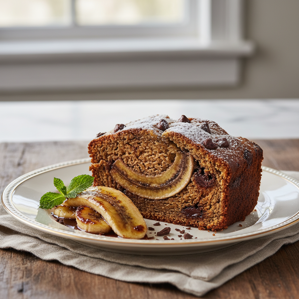 Photo de Recette de banana bread au chocolat gourmand et moelleux