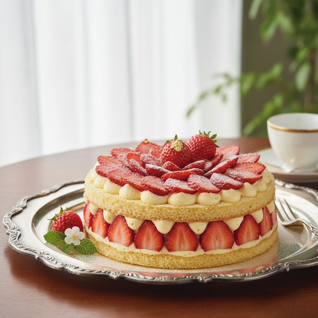 Photo de Recette du fraisier à la crème mousseline fondante