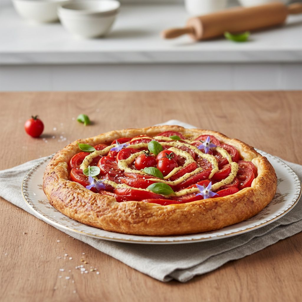 Photo de Recette de la tarte tomate moutarde rustique et savoureuse