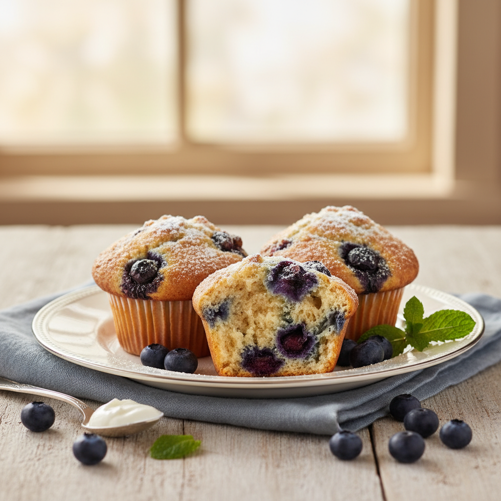 Photo de Recette des muffins aux myrtilles moelleux et fruités