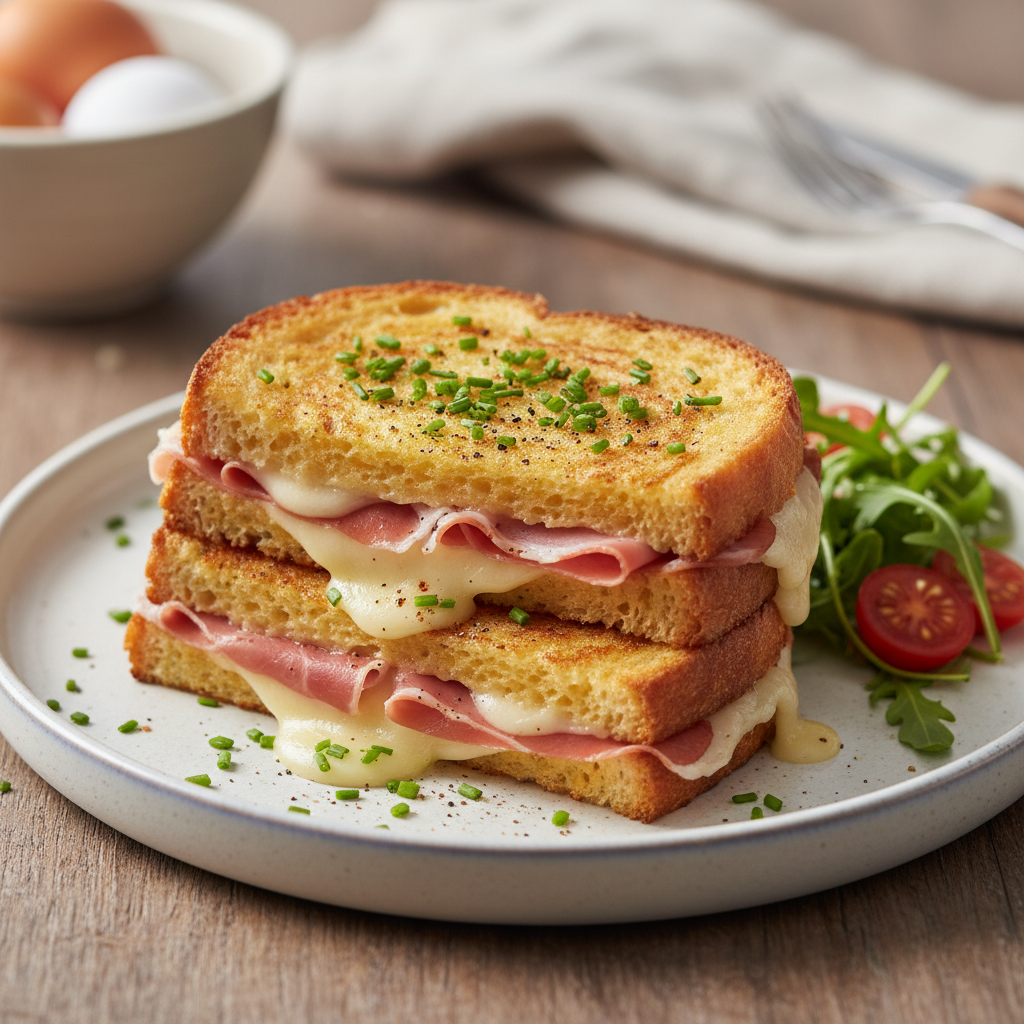 Photo de Recette de pain perdu salé au jambon et fromage
