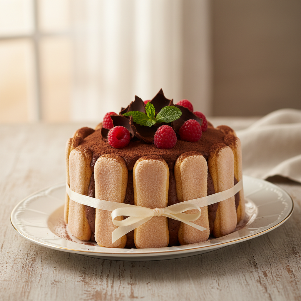 Photo de Recette de charlotte au chocolat noir et biscuits cuillère