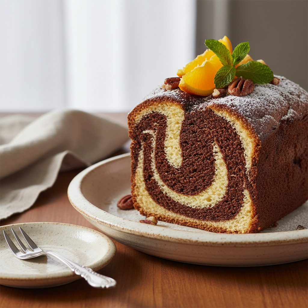 Photo de Recette de cake marbré ultra moelleux à l'ancienne