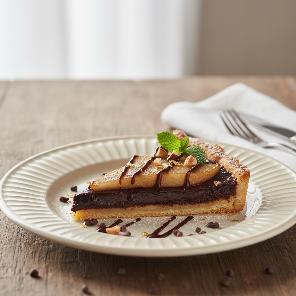 Photo de Recette de tarte poire chocolat fondante et craquante