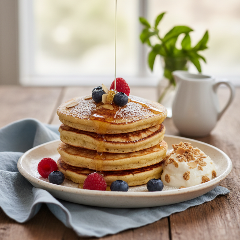 Photo de Recette de pancakes healthy au fromage blanc et avoine