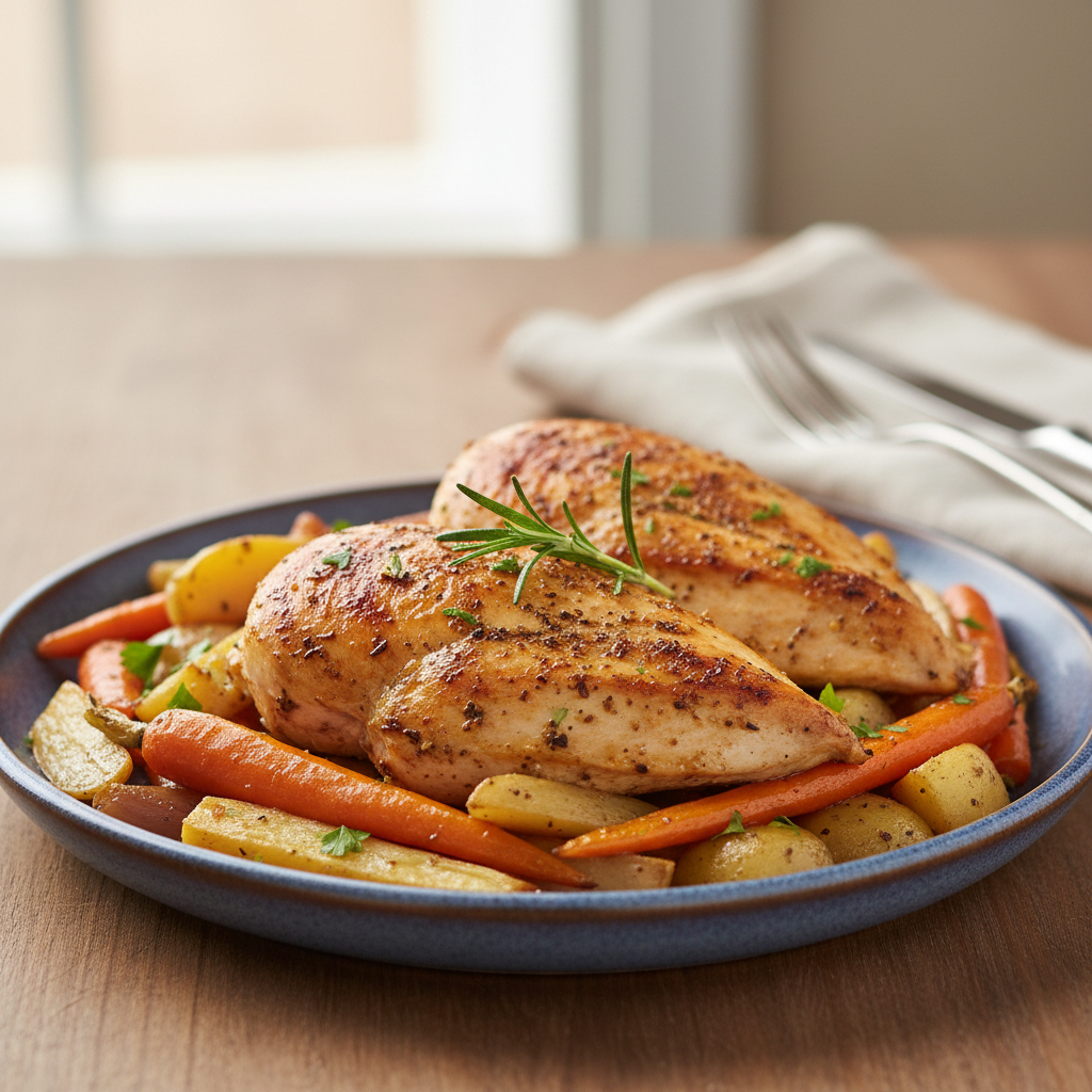 Photo de Recette de blancs de poulet au four tendres et juteux