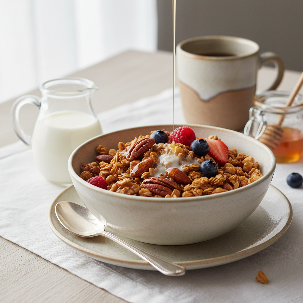 Photo de Recette de granola maison croustillant aux noix et miel