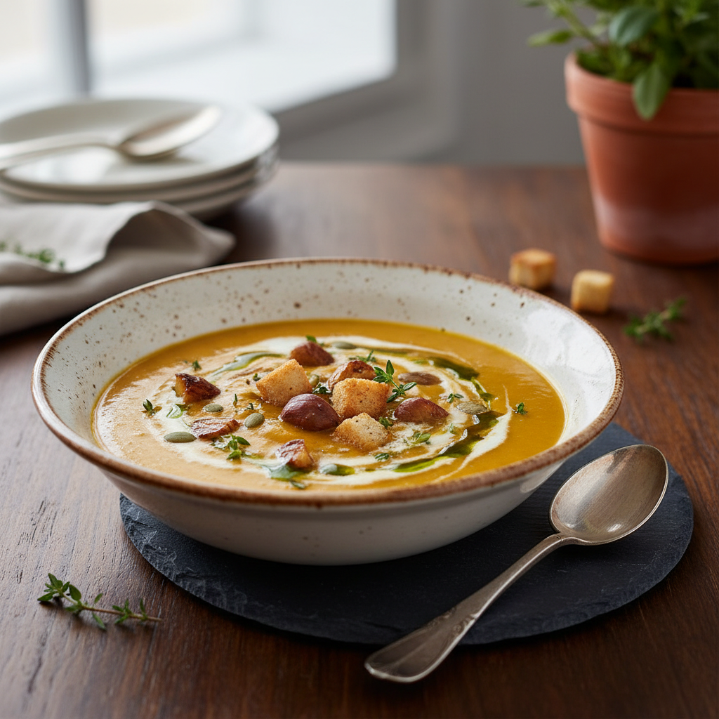Photo de Recette de soupe angevine au potiron et châtaignes