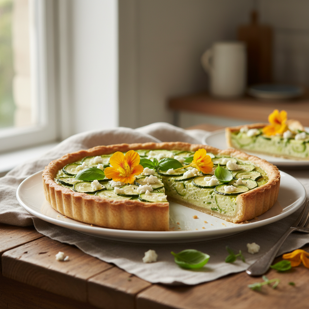 Photo de Recette de la tarte aux courgettes et chèvre onctueuse