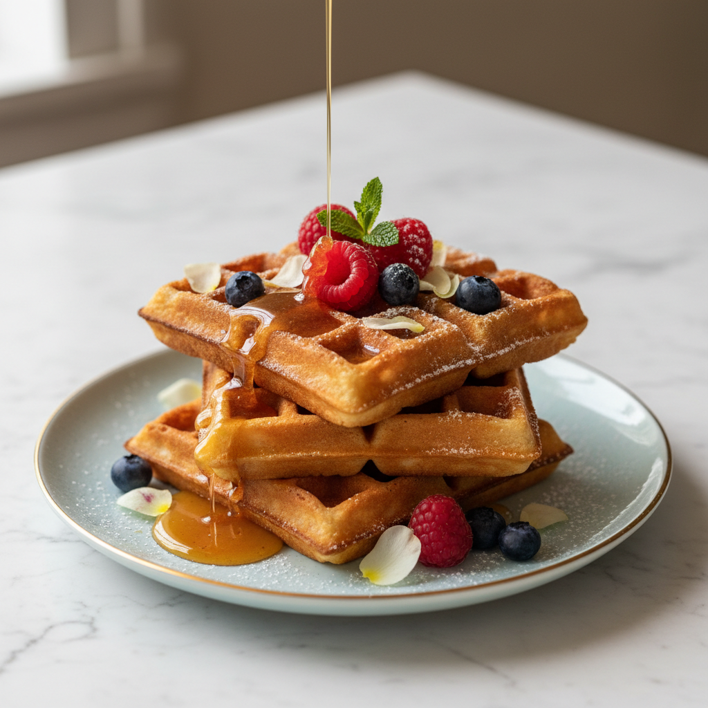 Photo de Recette de gaufres traditionnelles au beurre noisette
