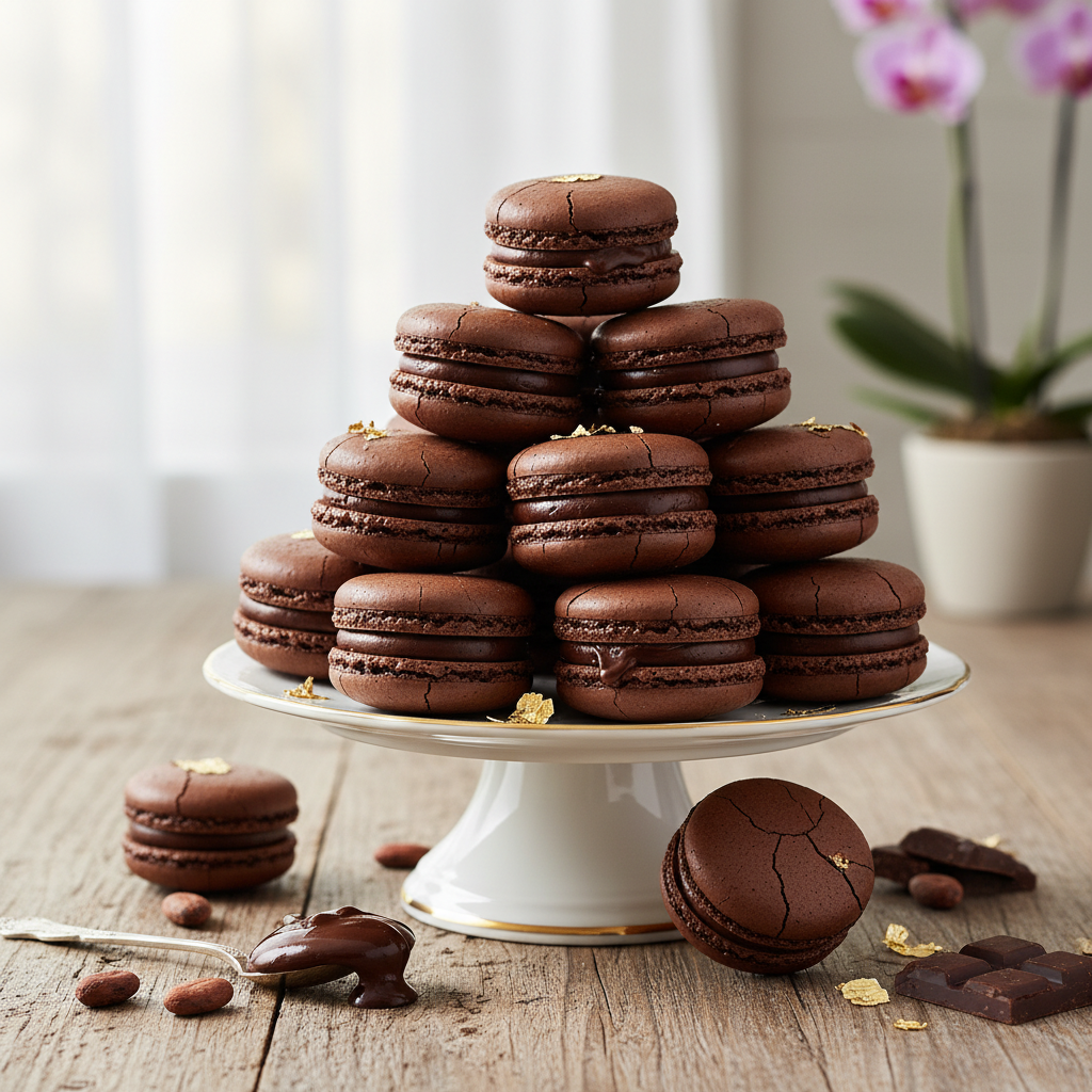Photo de Recette des macarons au chocolat noir craquants et fondants